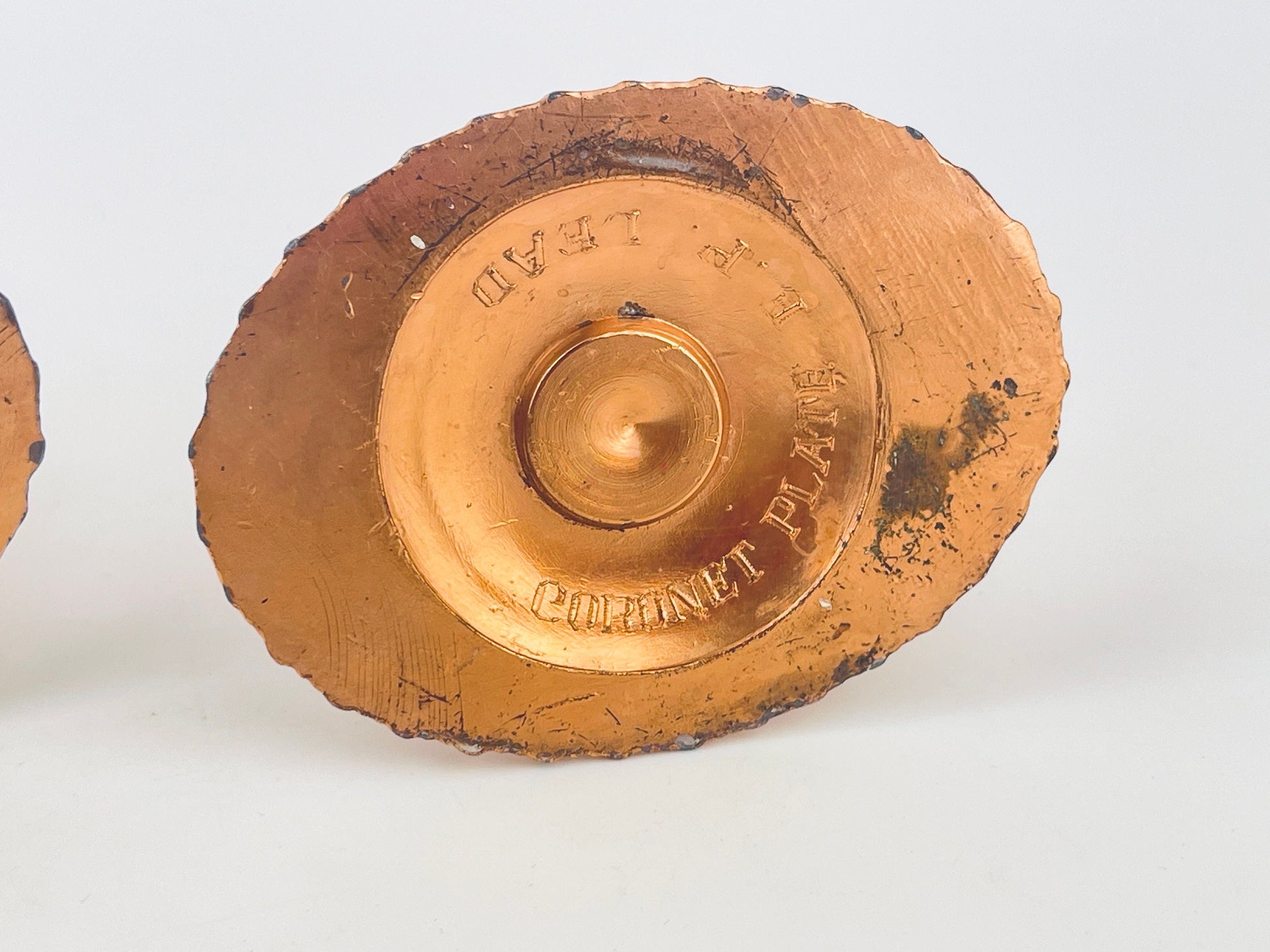 Product image for 'vintage copper plated candlestick holders set of two 2 coronet plate e p lead attractive aged metal patina' (view f25c84)
