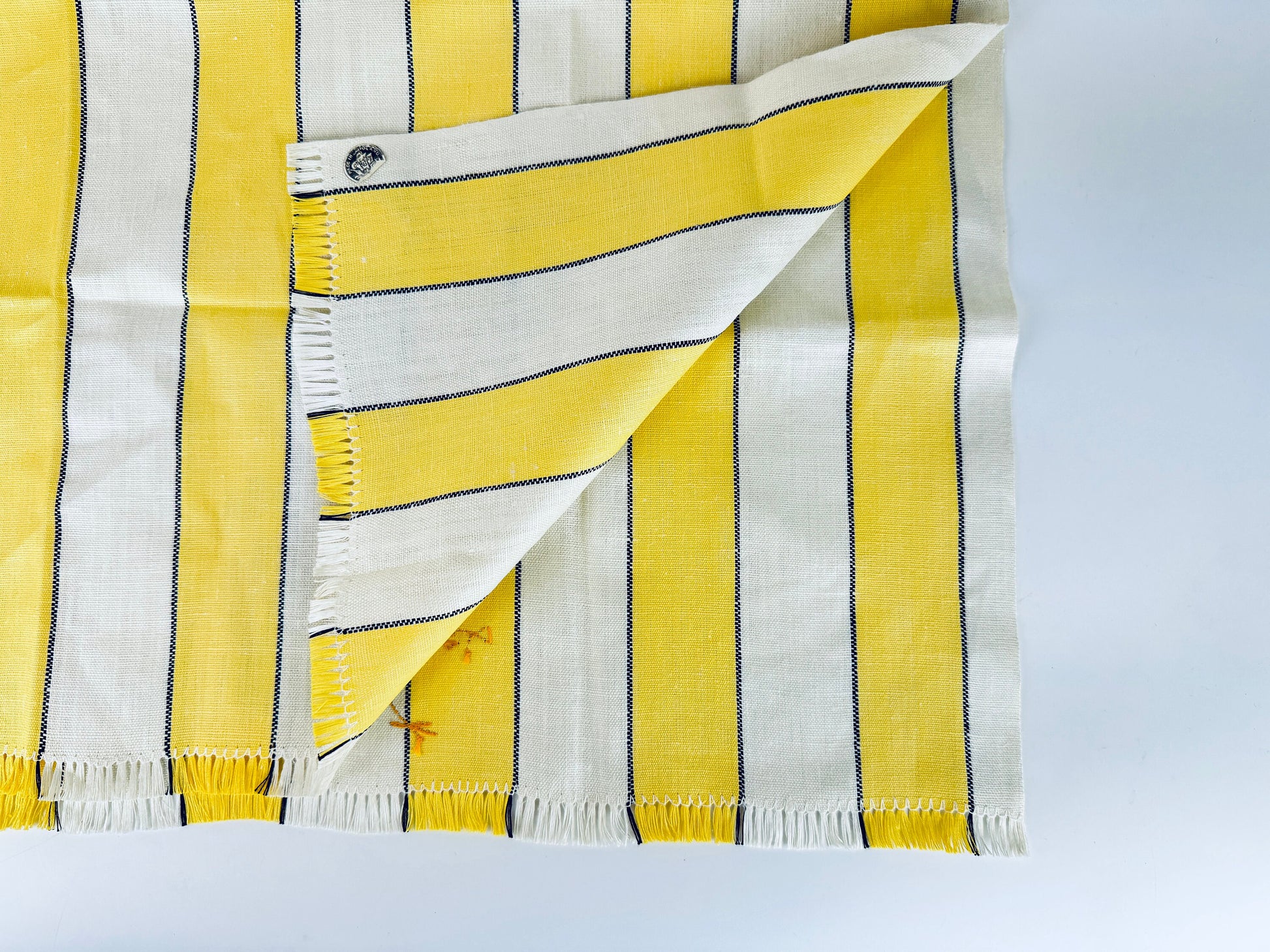 Product image for 'vintage yellow blue beige striped linen tea towel embroidered rooster front made in poland new old stock nos' (view 88c4e6)