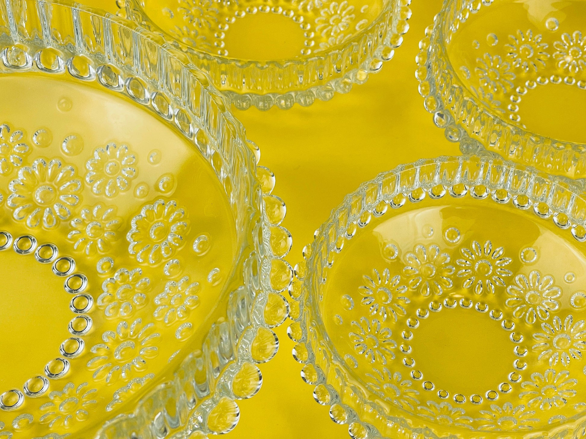 Product image for 'vintage clear crystal glass hobnail daisy floral bowl serving set made in germany by walther glas fabiola line set of five 5' (view 21d441)