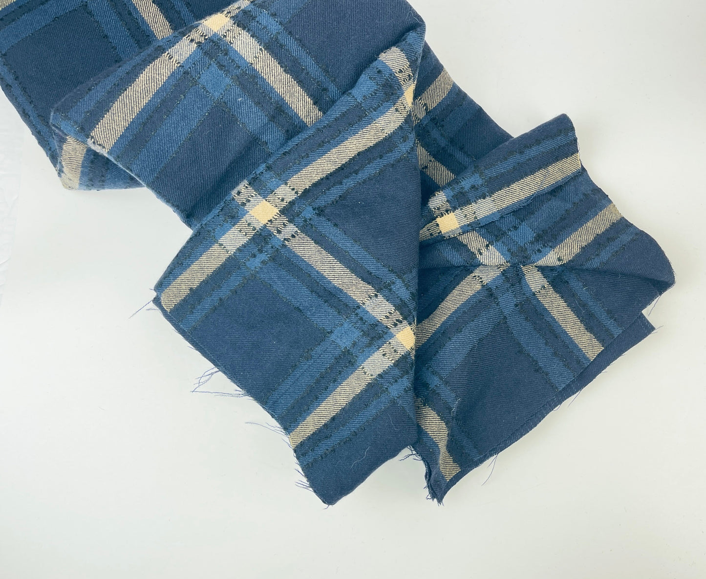 Product image for 'vintage blue beige plaid wool fabric 56 x 66 textured knot lines' (view dd6877)