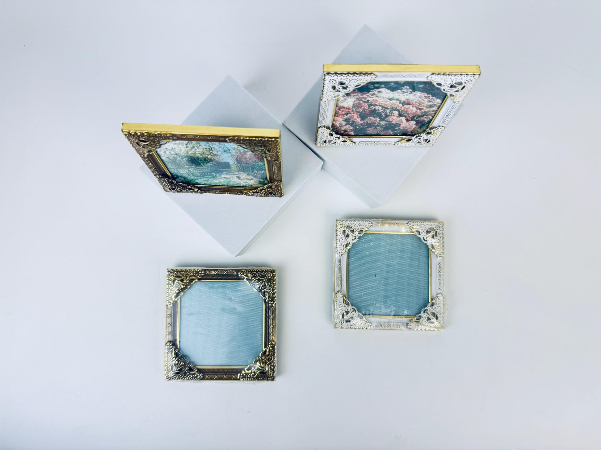 Product image for 'vintage ornate filigree square picture frames 3 x 3 new old stock sold separately' (view d9ebc6)