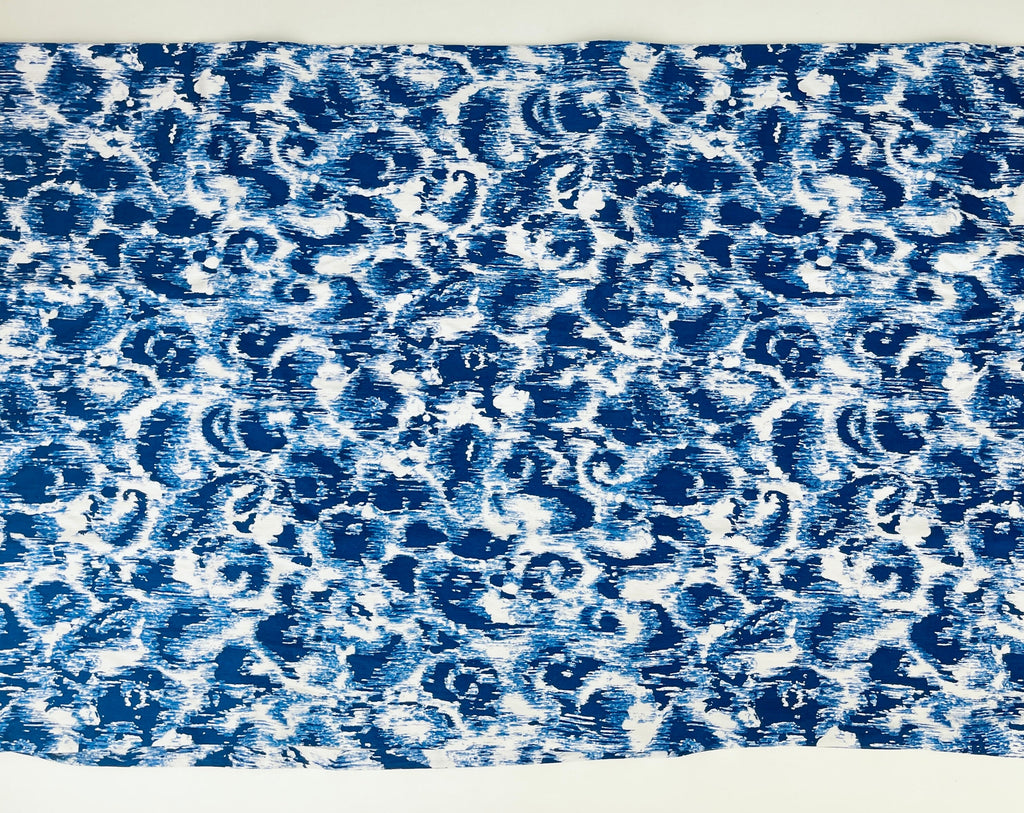 Product image for 'vintage blue white animal print jersey knit cotton fabric 31 x 33' (view 77fd57)