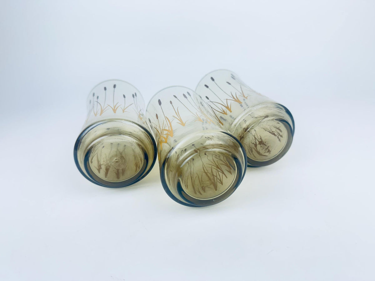Product image for 'vintage dominion glass cat tails tumbler glasses smokey brown set of three 3' (view b5c87c)