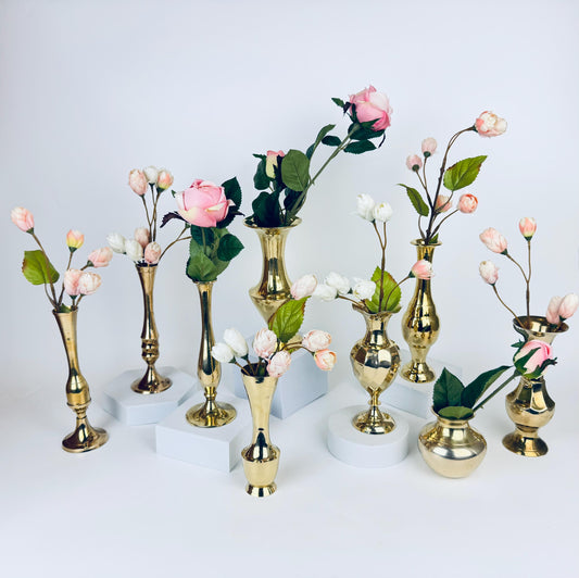 Product image for 'vintage assorted brass vases centrepiece wedding floral arrangements sets sold separately' (view 49710d)