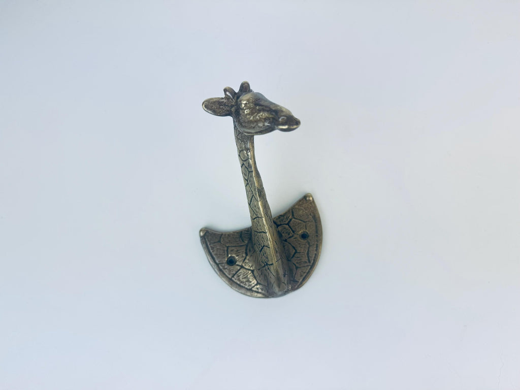 Product image for 'vintage solid brass giraffe wall mounted hook attractive aged metal patina' (view 196655)