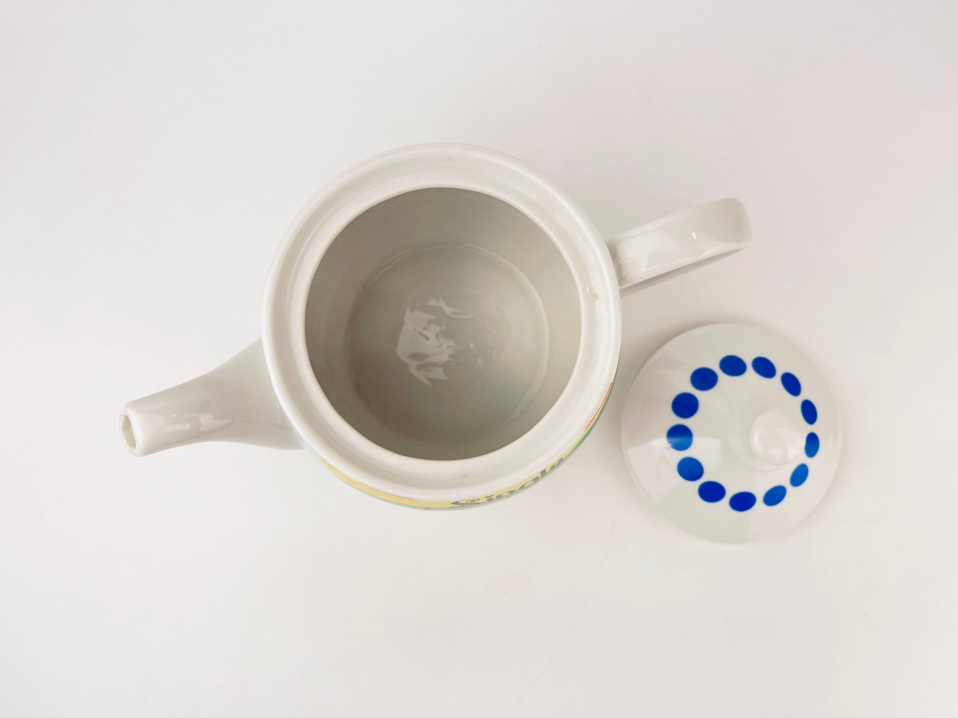 Product image for 'vintage single loving it rainbow stripe teapot with polka dot lid made in japan' (view 93d594)