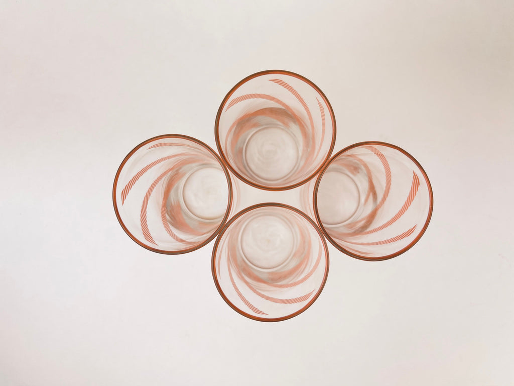 Product image for 'vintage pink chain pattern tall water glasses set of four 4' (view d2b1f0)