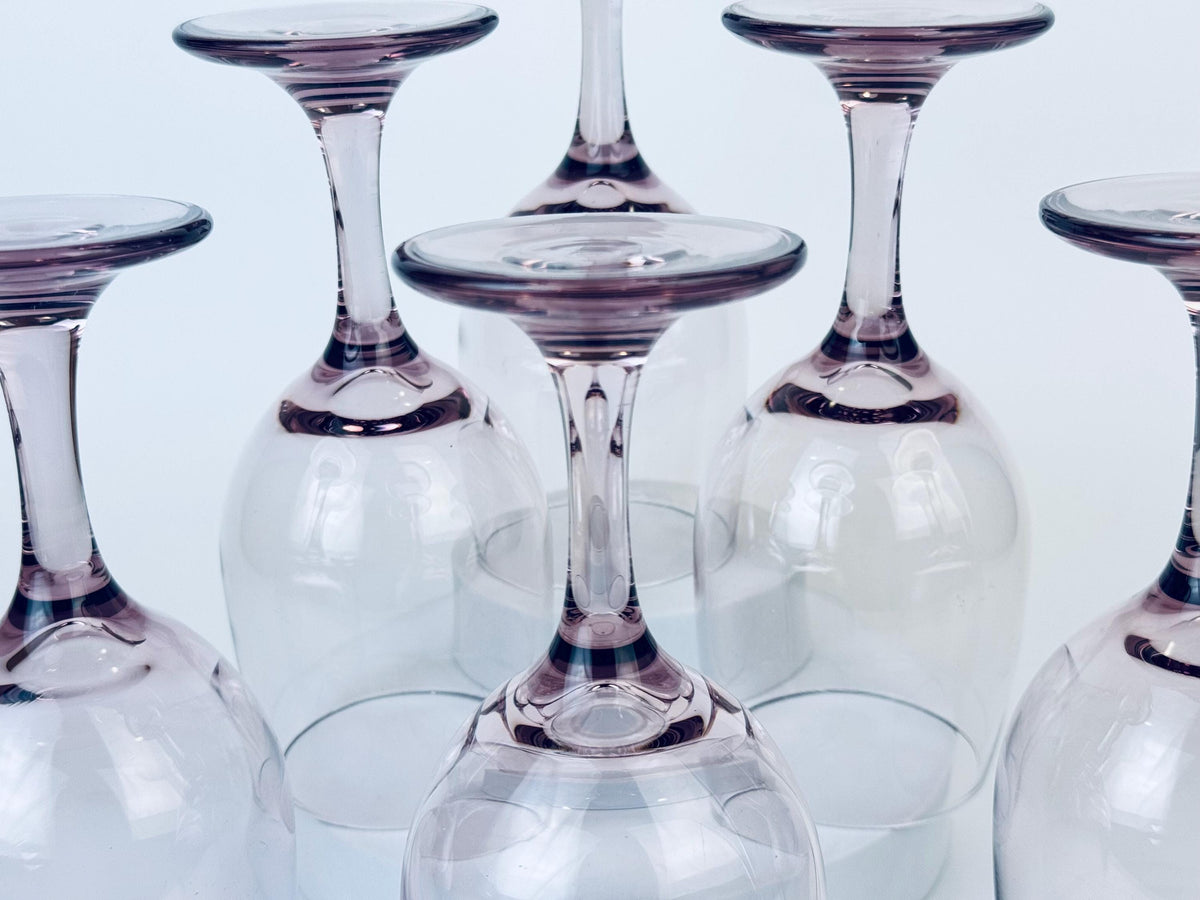 Product image for 'vintage plum purple libbey wine glasses set of six 6' (view d83fdf)