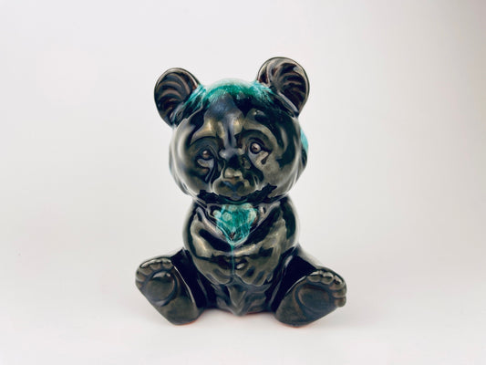 Product image for 'vintage green drip glazed teddy bear figurine blue mountain pottery made in canada' (view f4efbd)