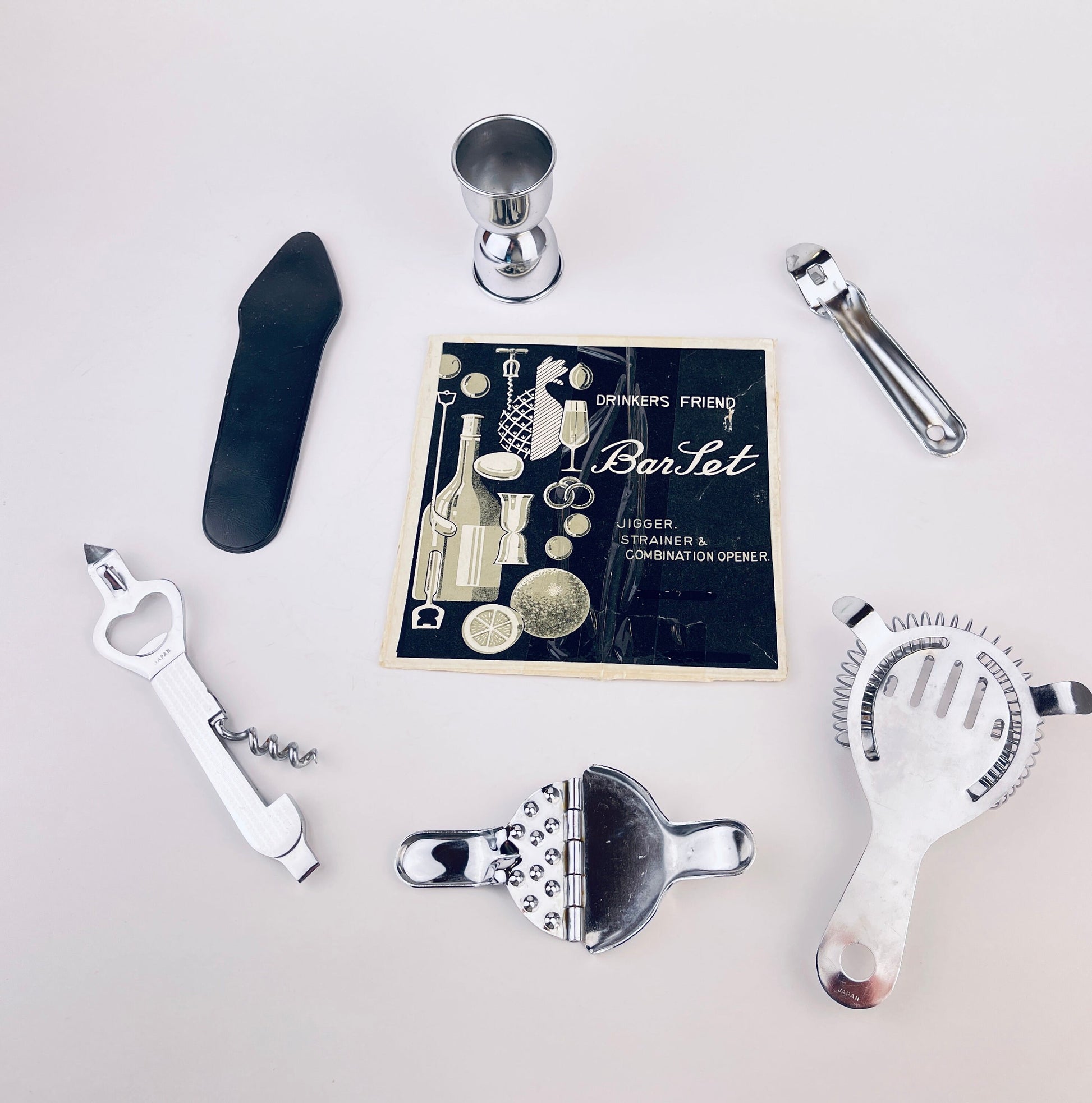 Product image for 'vintage barware utensil set set of five 5 made in japan jigger strainer combination opener' (view 7d4d4f)