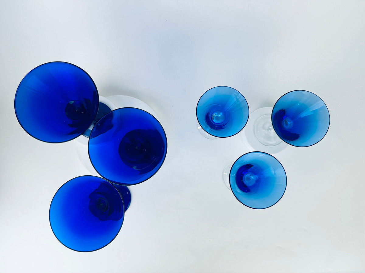 Product image for 'vintage blue martini glasses set of three 3 sets sold separately' (view cffd7f)