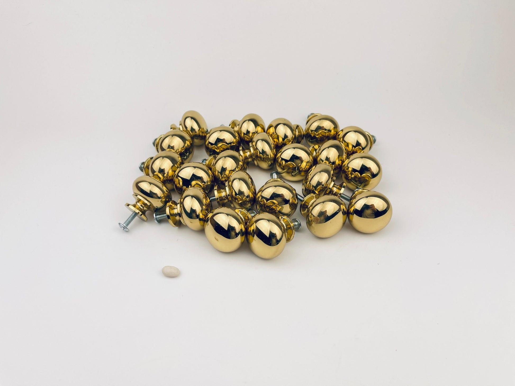 Product image for 'vintage 1980s solid brass drawer knob polished circular pull for cabinets or dressers' (view f48e78)