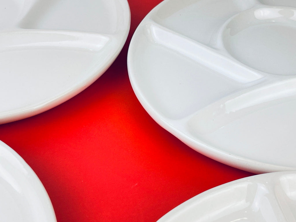 Product image for 'vintage white glazed ceramic fondue sushi plates set of 4 9' (view 9f9324)