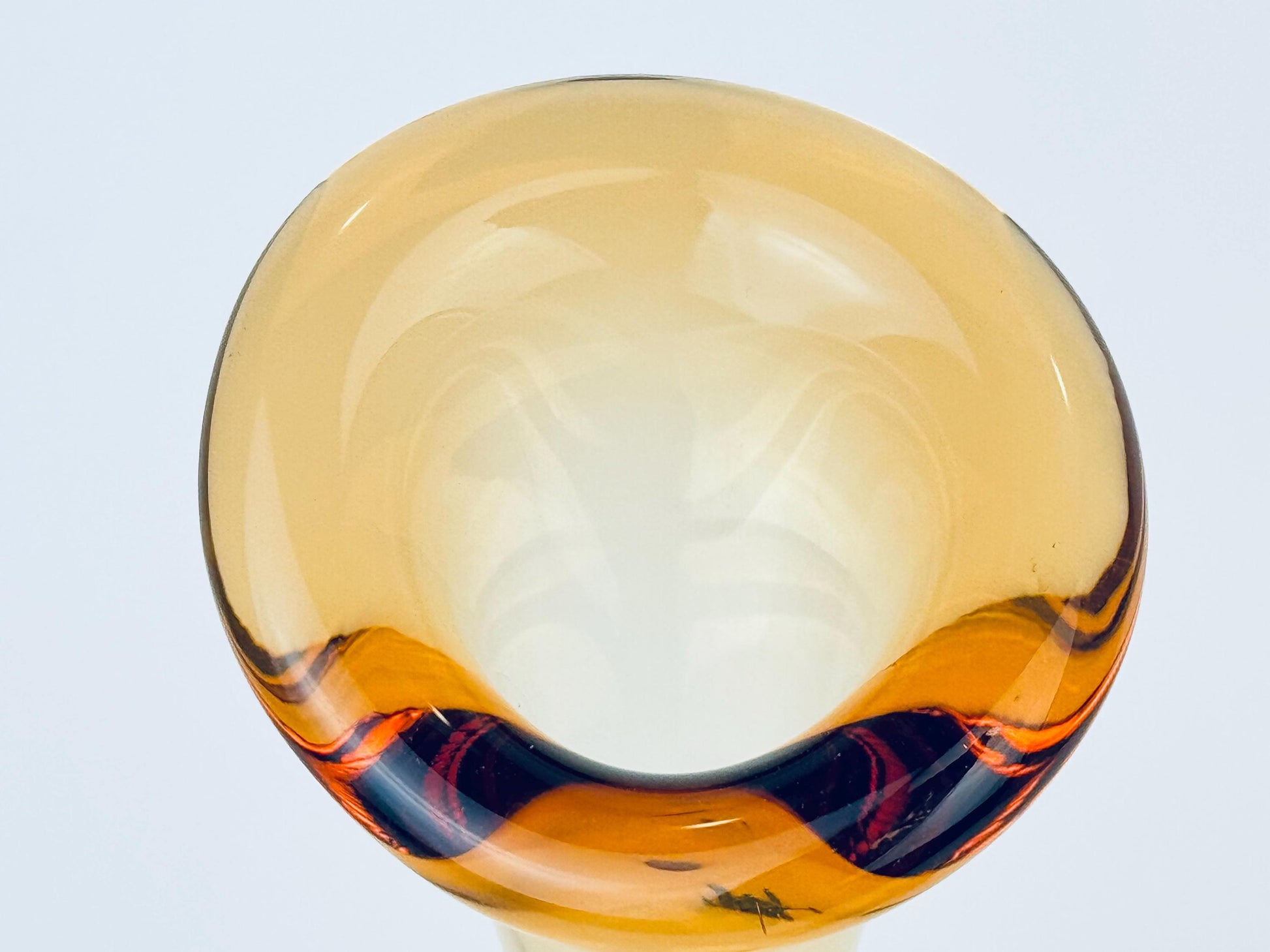 Product image for 'vintage gematex tall crystal glass vase hand blown amber brown controlled bubble base made in sweden' (view 590ff7)
