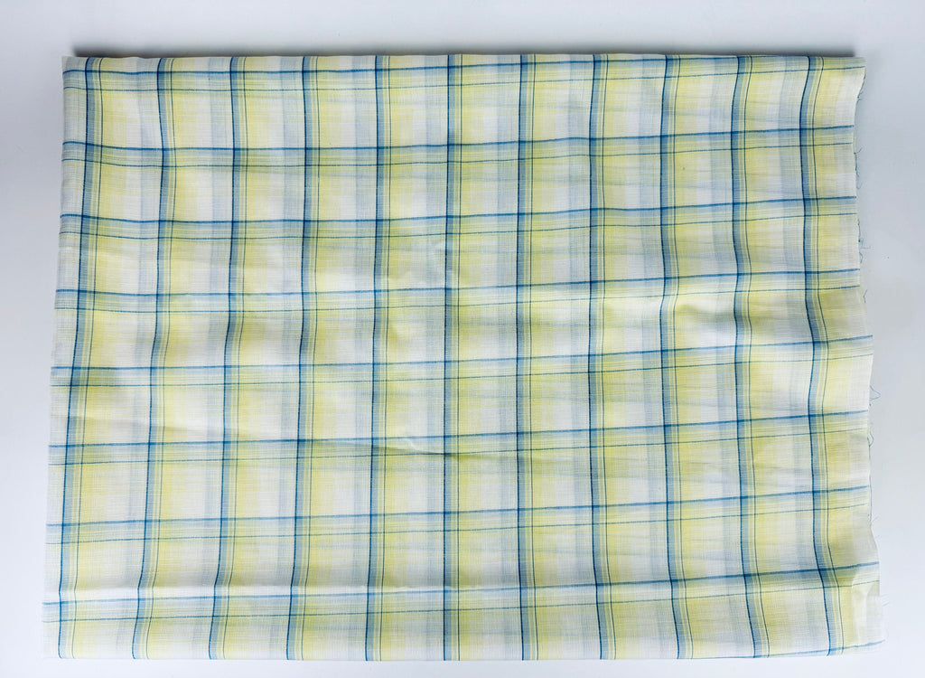 Product image for 'vintage ombre blue white plaid shirt polyester fabric material 41 x 72' (view e15871)