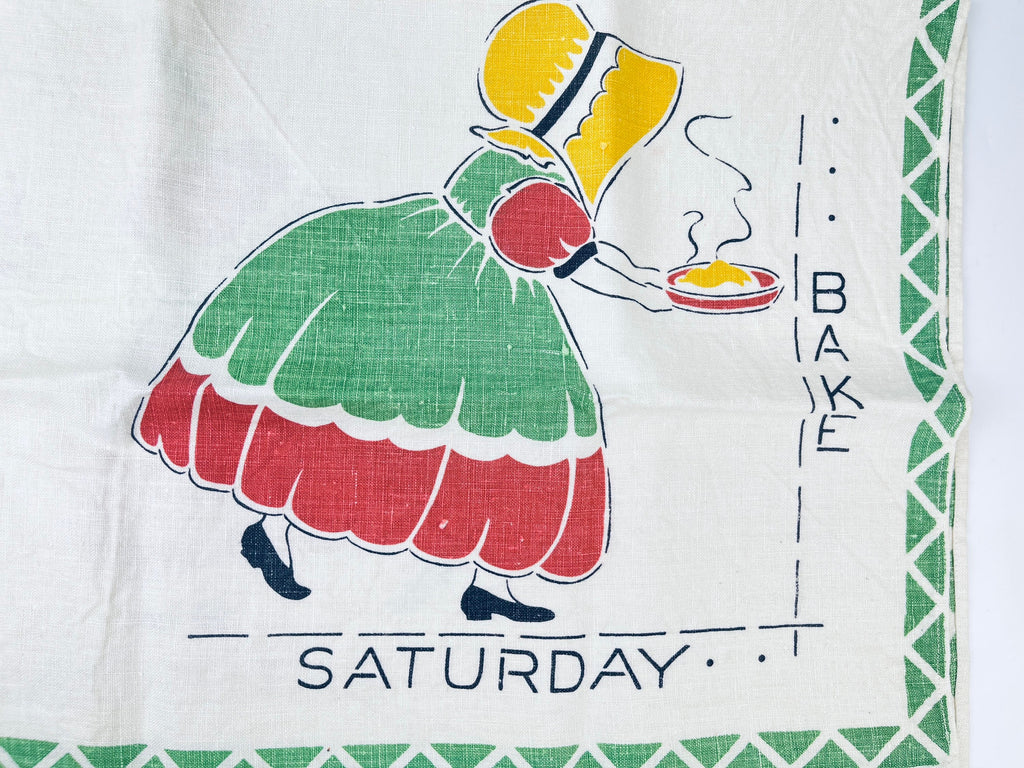 Product image for 'vintage saturday chore baking linen tea towel statement towel' (view d1e6dc)