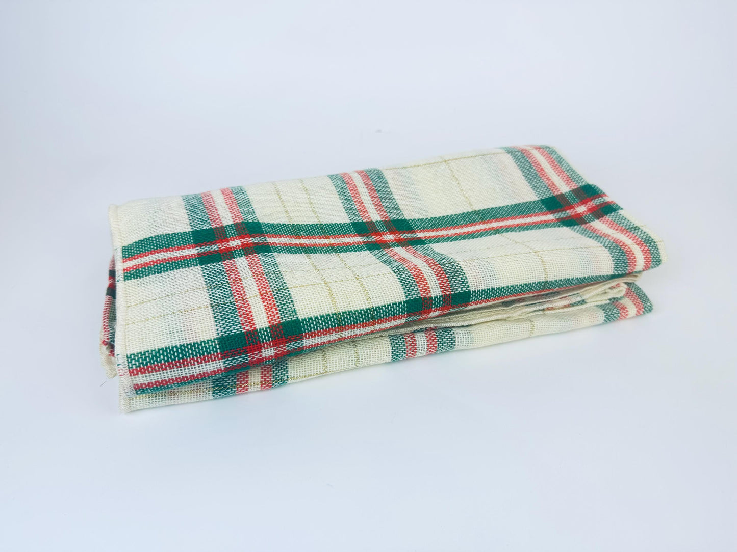 Product image for 'vintage square christmas plaid table cloth gold metallic stripe new old stock nos' (view dd8252)