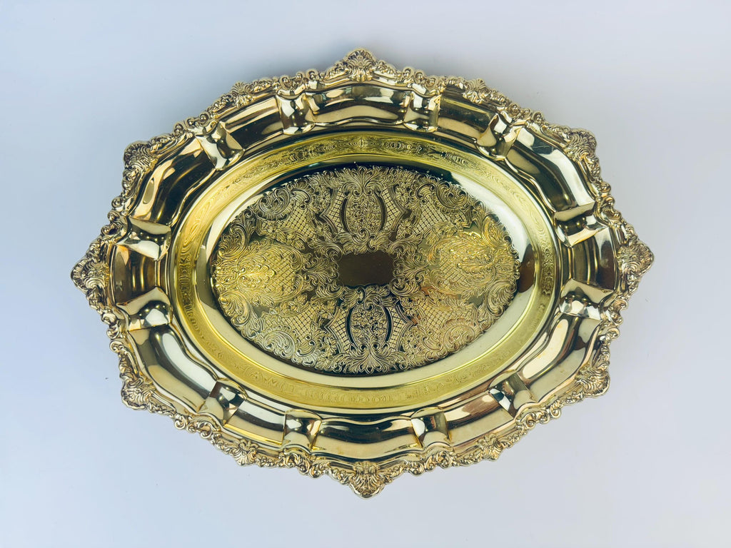 Product image for 'vintage viking plate ornate oval solid brass bowl made in canada' (view 3bf876)