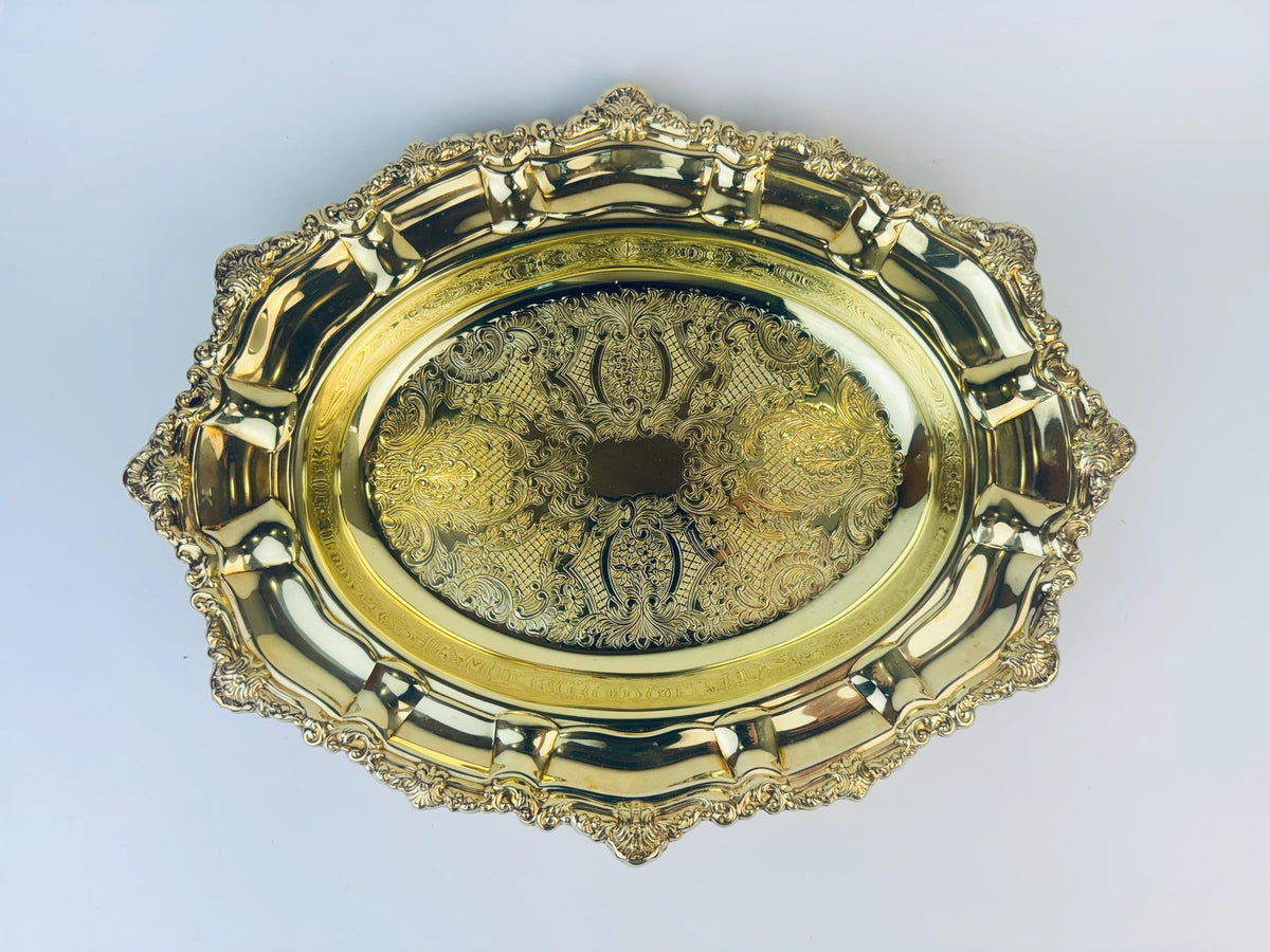 Product image for 'vintage viking plate ornate oval solid brass bowl made in canada' (view 3bf876)
