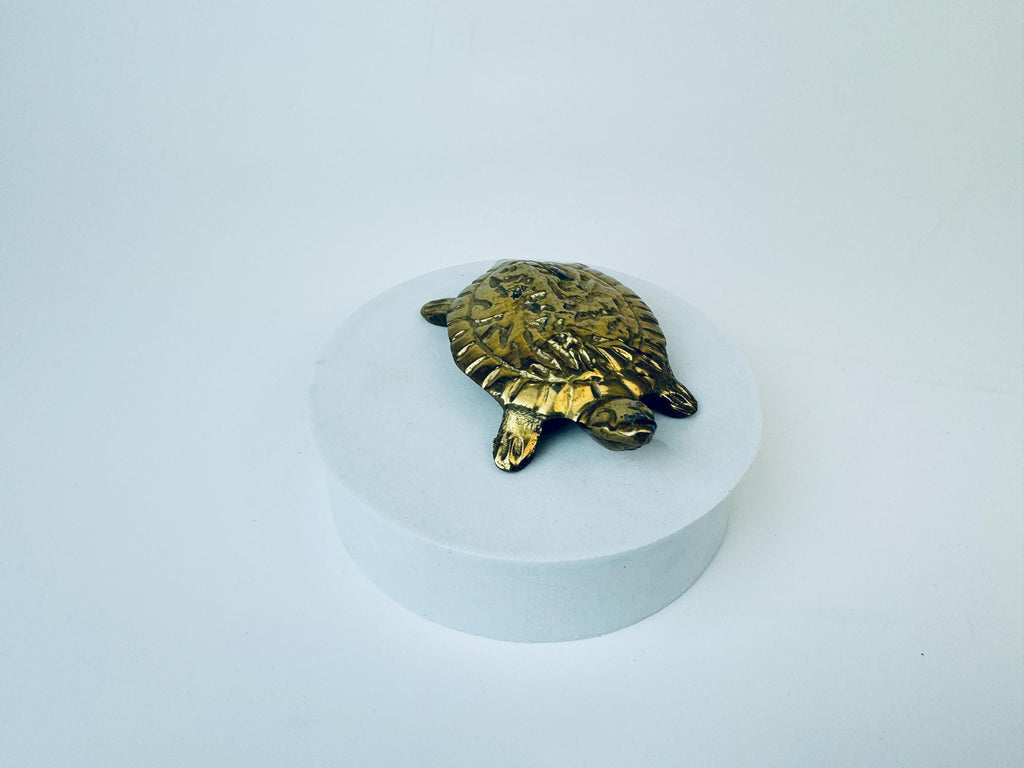 Product image for 'vintage solid brass turtle figurine paperweight attractive aged metal patina' (view a97e49)