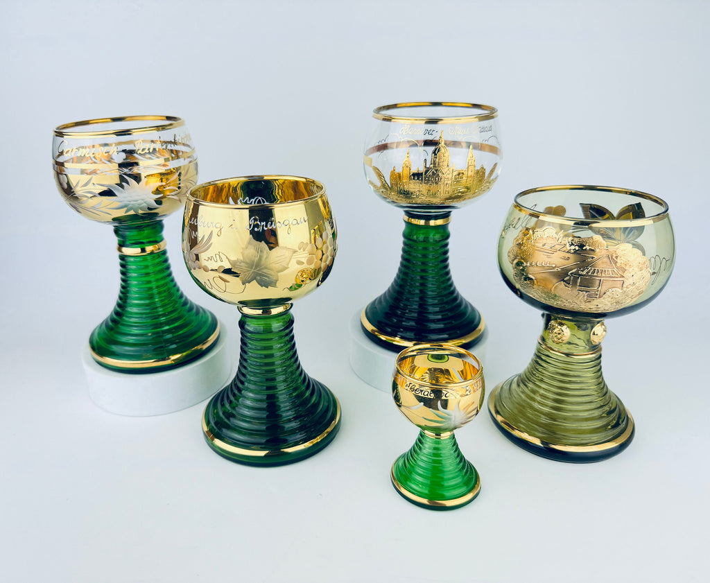 Product image for 'vintage german souvenir roemer green beehive stemmed barware glass sold separately' (view 6ccf1d)