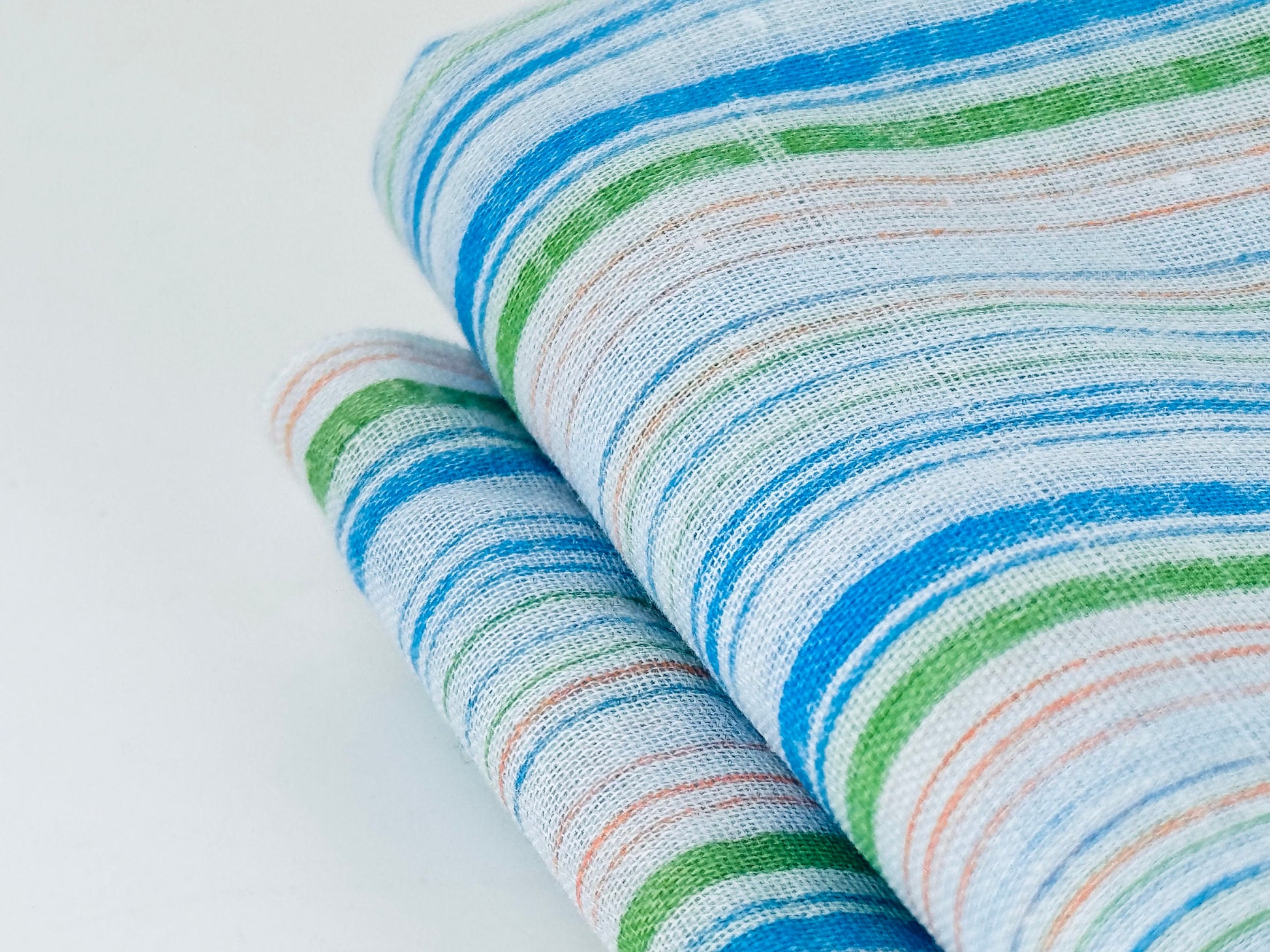 Product image for 'vintage blue green pink striped fabric material 45 x 92' (view 1b68b0)