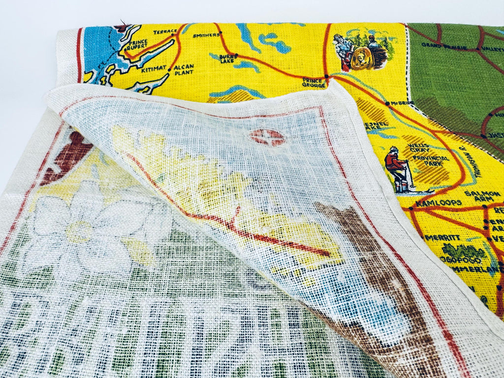Product image for 'vintage 1960s british columbia linen tea towel hand printed canadian souvenir' (view 24b5a3)