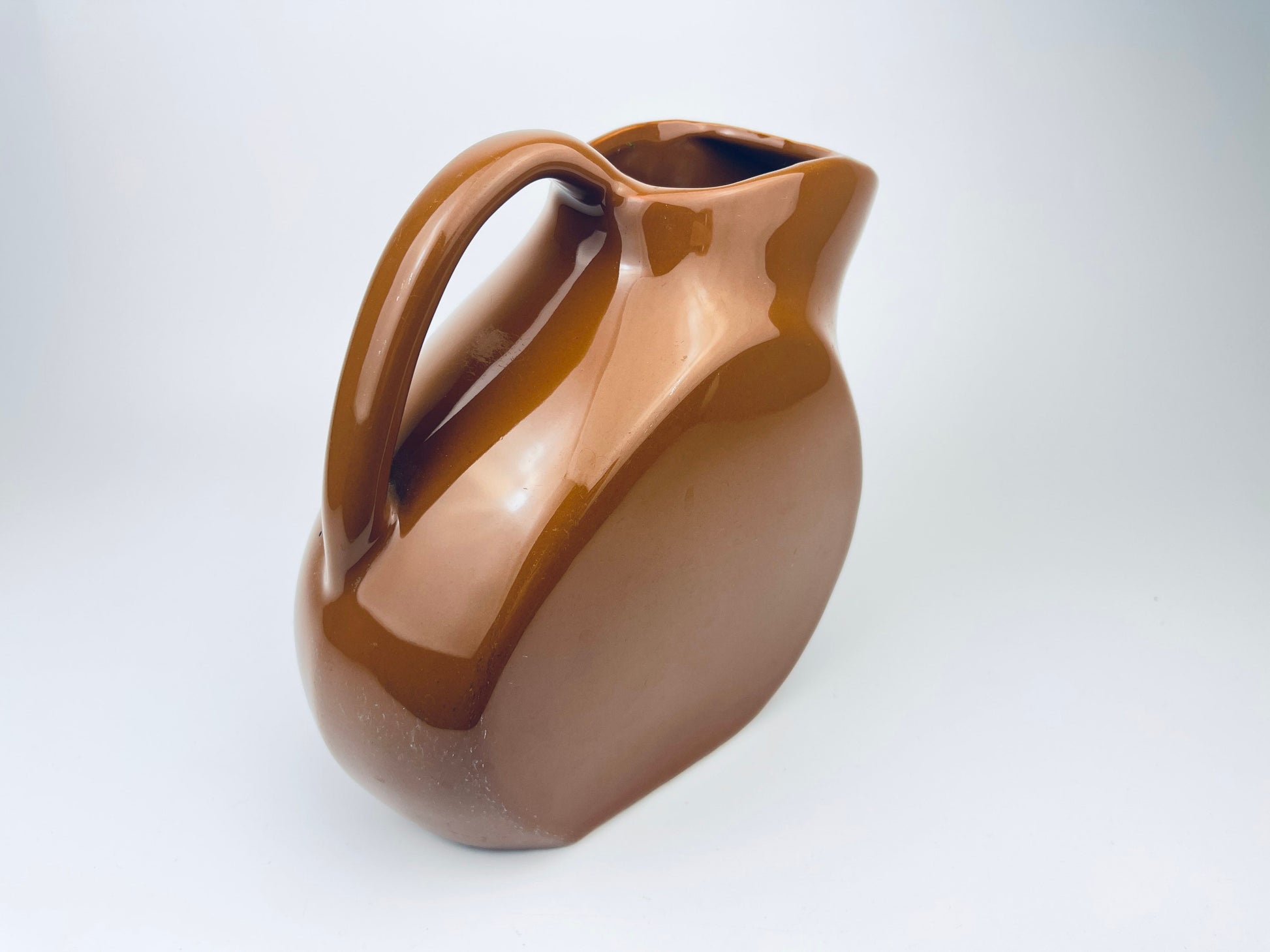 Product image for 'vintage chefsware slanted tilted brown ceramic jug made in usa 193' (view 79399d)