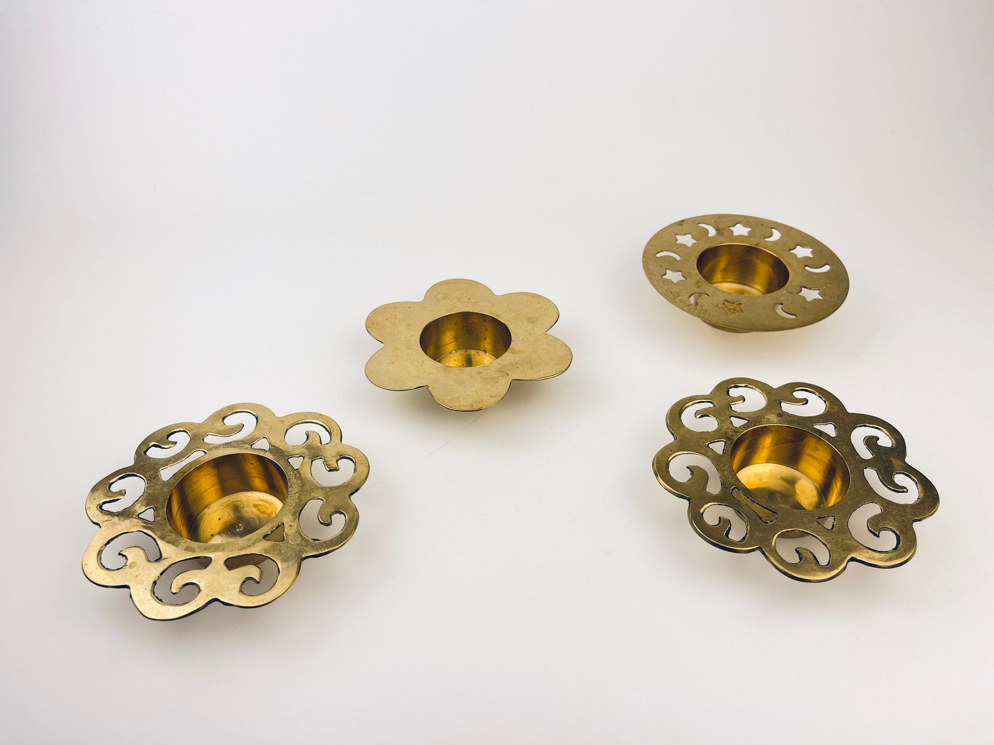 Product image for 'vintage solid brass votive tea light candle holder attractive aged patina sold separately' (view 8e866c)