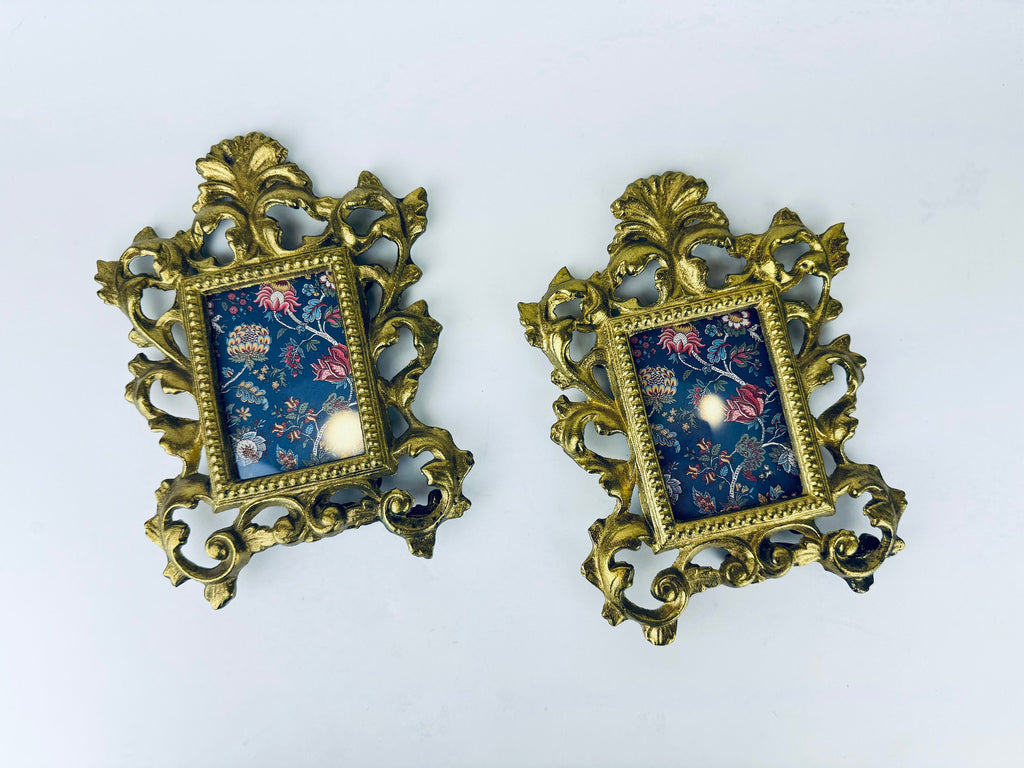 Product image for 'vintage ornate hollywood regency heavy solid brass tabletop frame 2 x 3 attractive aged metal patina sold separately' (view 1f774a)