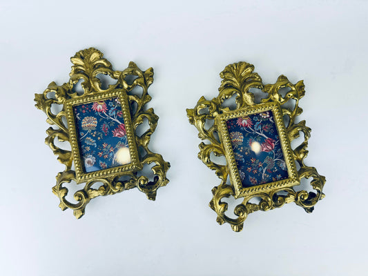 Product image for 'vintage ornate hollywood regency heavy solid brass tabletop frame 2 x 3 attractive aged metal patina sold separately' (view 1f774a)