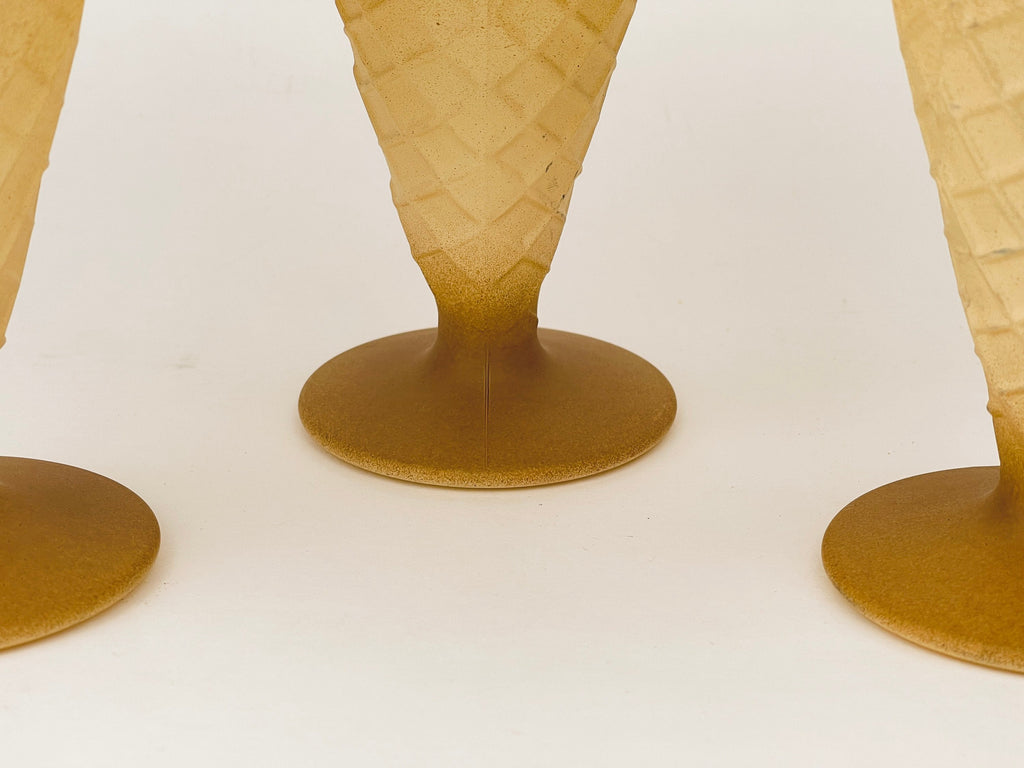 Product image for 'vintage waffle cone glass dessert cups set of three 3 made in italy' (view 3bd205)