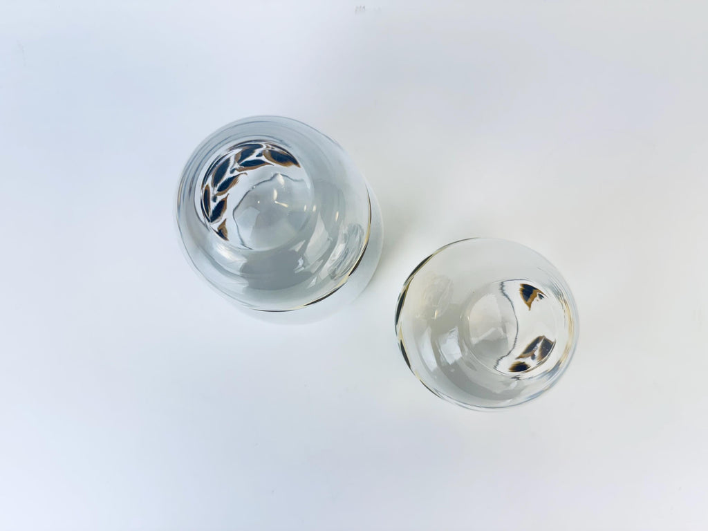Product image for 'vintage federal glass gold laurel leaf roly poly glasses set of two 2' (view e4dacd)