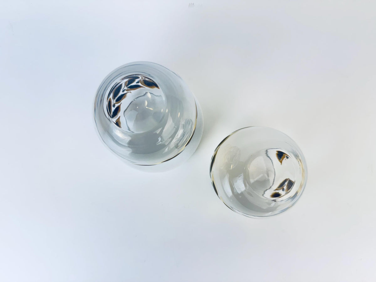 Product image for 'vintage federal glass gold laurel leaf roly poly glasses set of two 2' (view e4dacd)