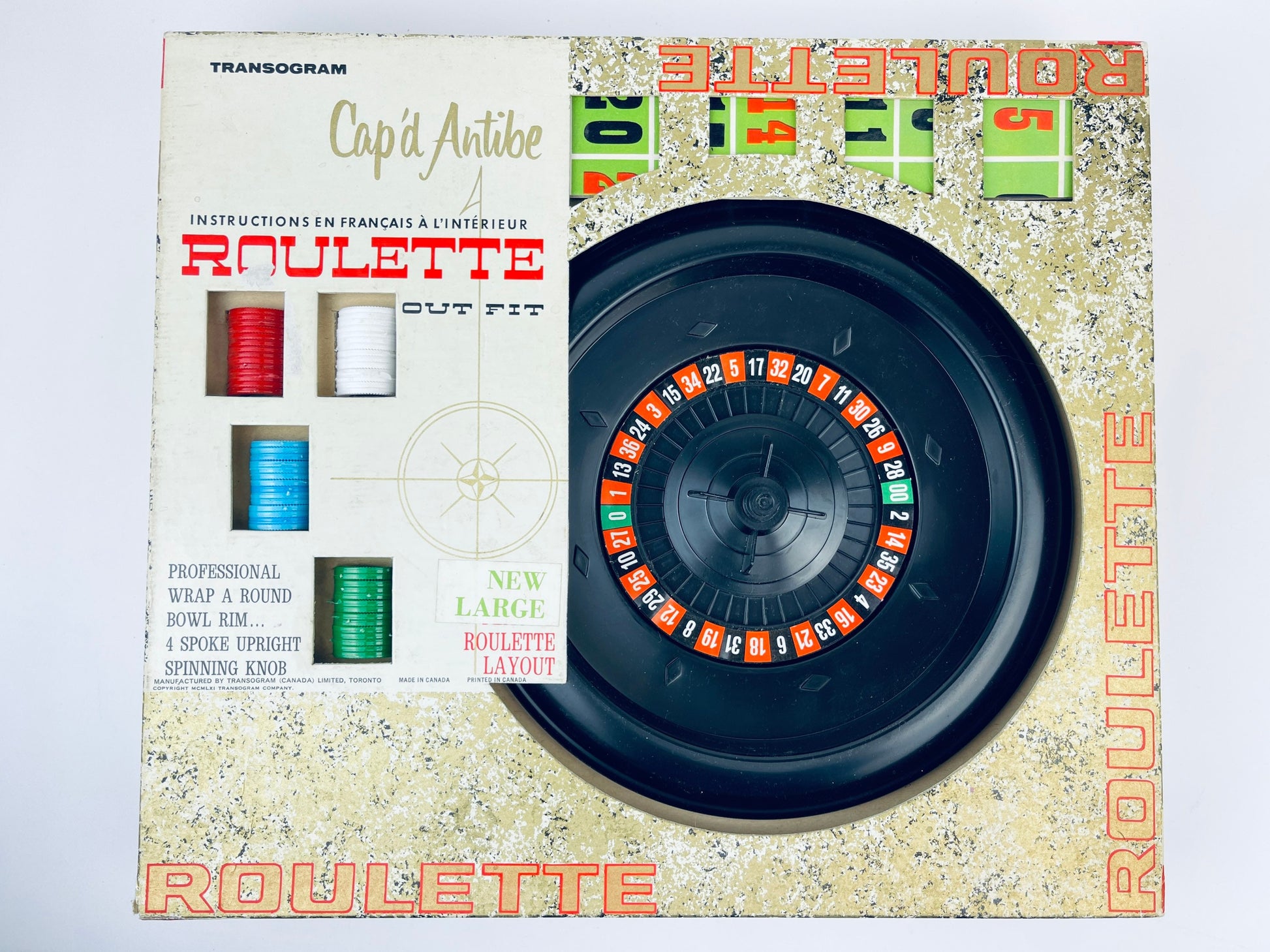 Product image for 'vintage roulette board game made in canada by transogram instructions en francis a linterieur' (view 913baf)