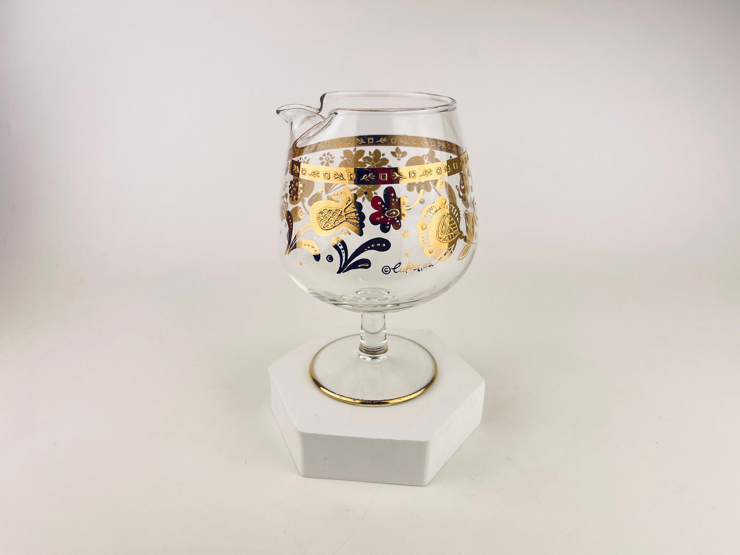 Product image for 'vintage culver tyrol gold chantilly floral martini cocktail glass pitcher barware decanter' (view ef9447)