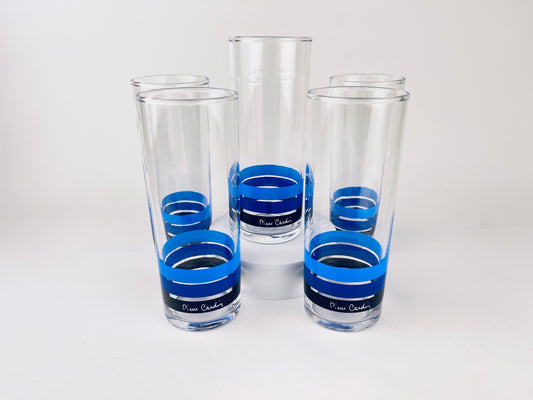 Product image for 'vintage pierre cardin blue ombre striped zombie glasses set of five 5 sasaki glass company made' (view 0e4fca)