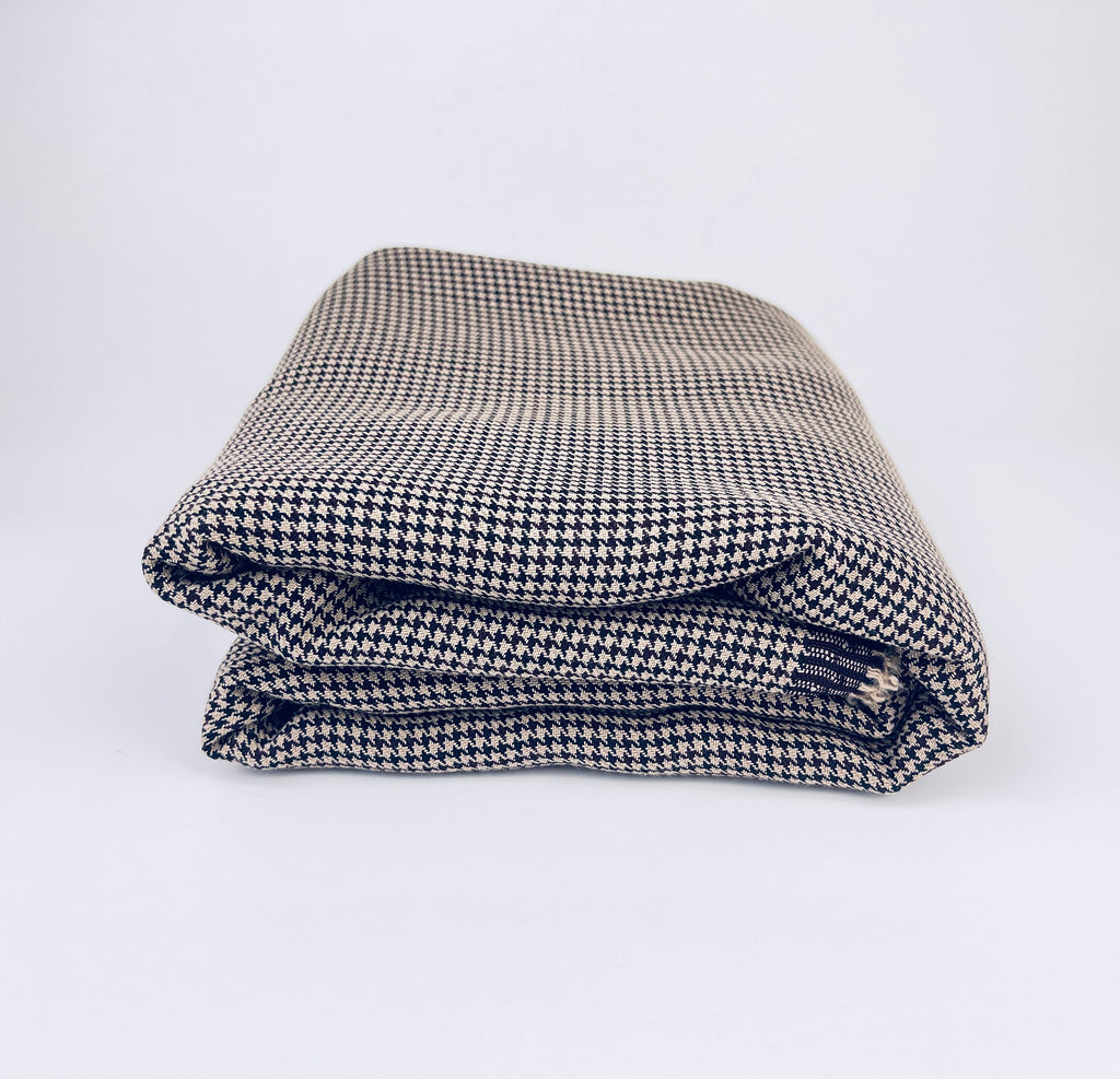 Product image for 'vintage houndstooth beige purple navy polyester fabric 57 x 64' (view fea9aa)