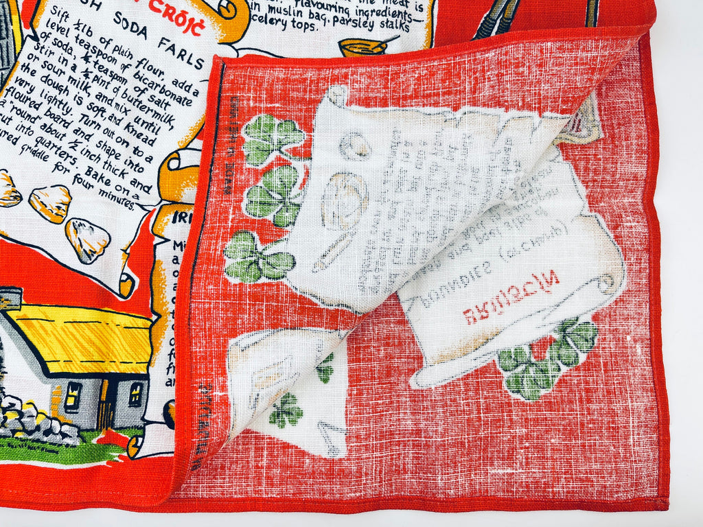 Product image for 'vintage 1970s irish linen tea towel traditional recipes print made in ireland' (view ff0f3f)