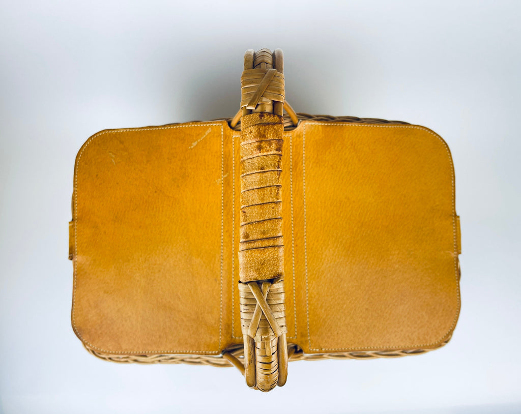 Product image for 'vintage dagmar leather wicker picnic basket made in poland' (view acce86)