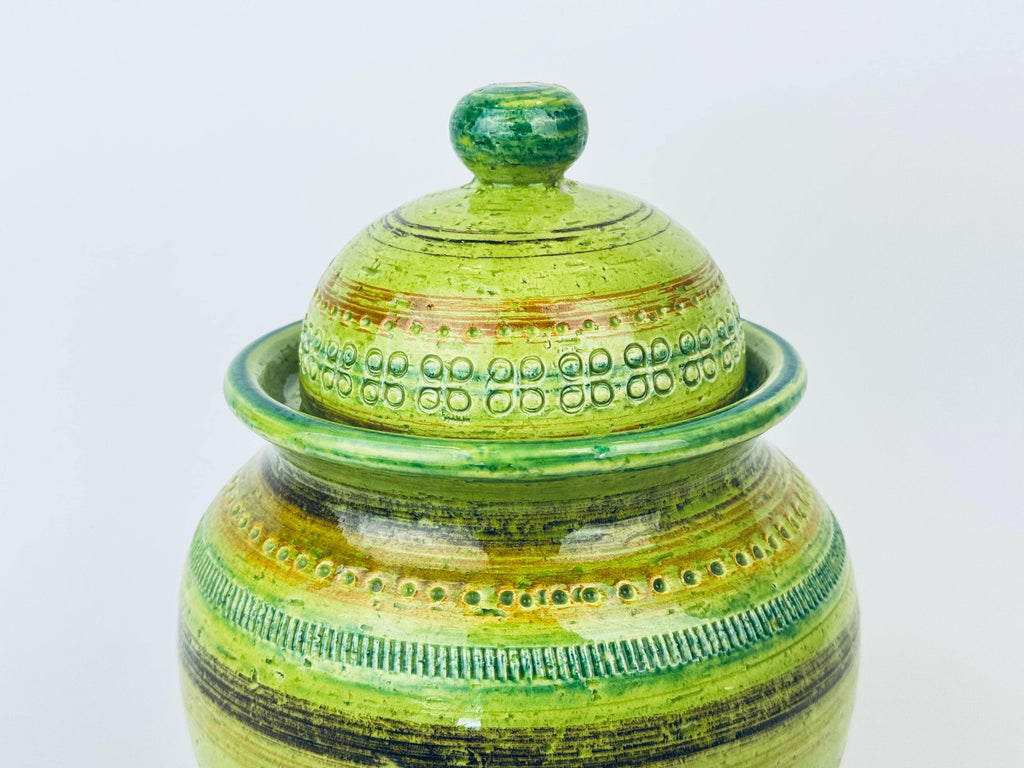 Product image for 'vintage rare aldo londi bitossi green sgraffito lidded jar made in italy' (view 67794e)