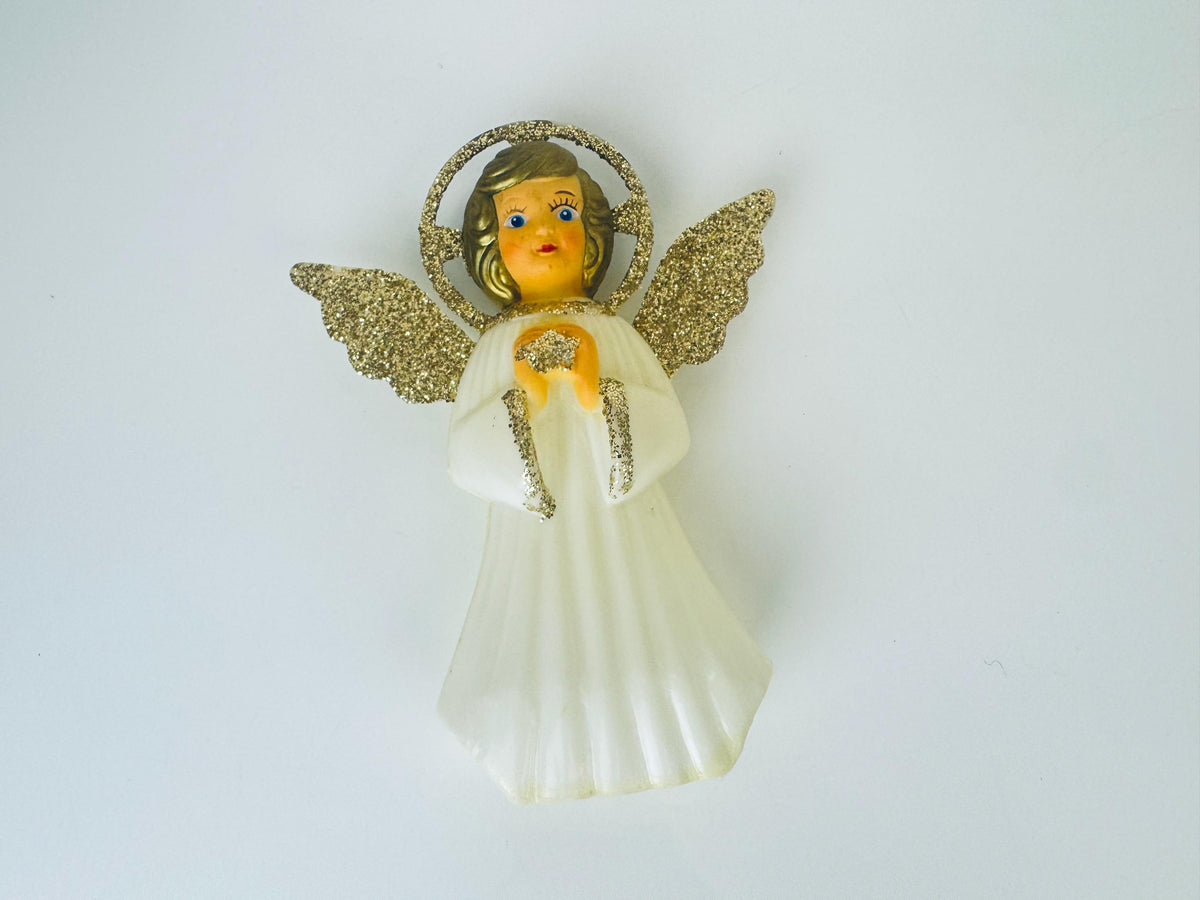 Product image for 'vintage blow mold plastic angel tree top christmas tree topper 7 inch made by doubl glo' (view c1aa6d)