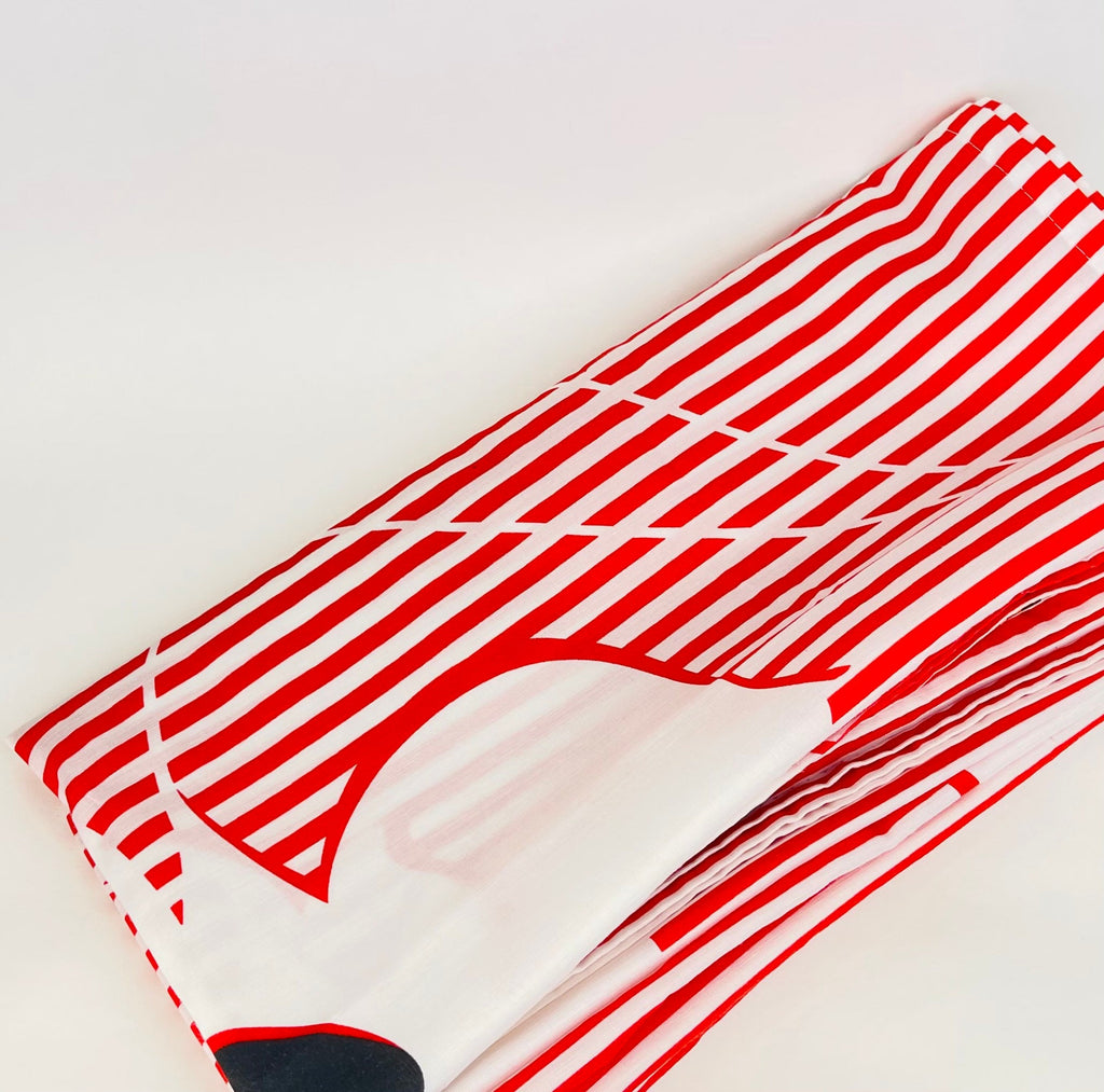 Product image for 'vintage 80s red striped white black flower pattern shower curtain designed by andre richard made in canada' (view 4ffd83)