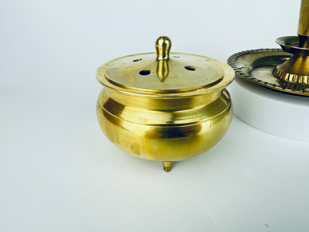 Product image for 'vintage solid brass pedestal incense burner sold separately' (view 15a6dc)