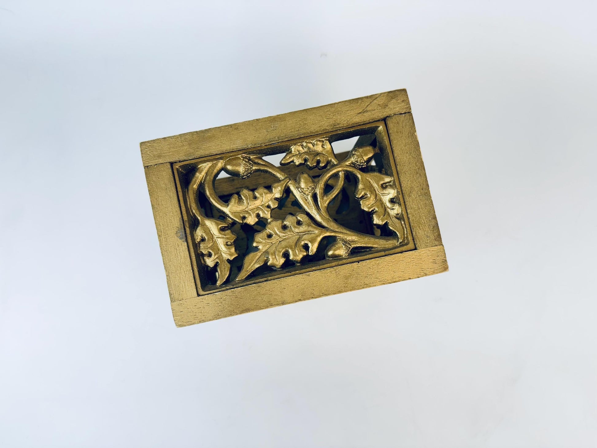 Product image for 'vintage gold carved wood box botanical desktop organizer' (view 0a2486)