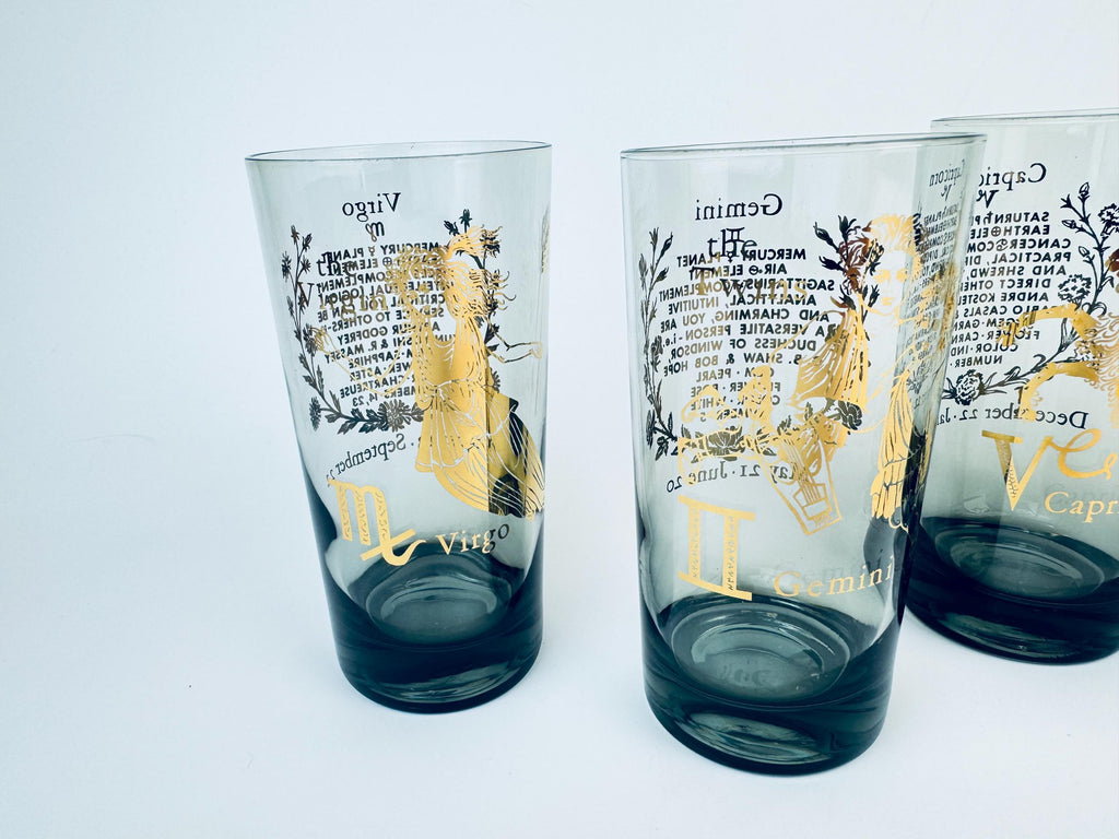 Product image for 'vintage federal glass zodiac tumblers set of 4 astrological highball glasses' (view 817ec9)
