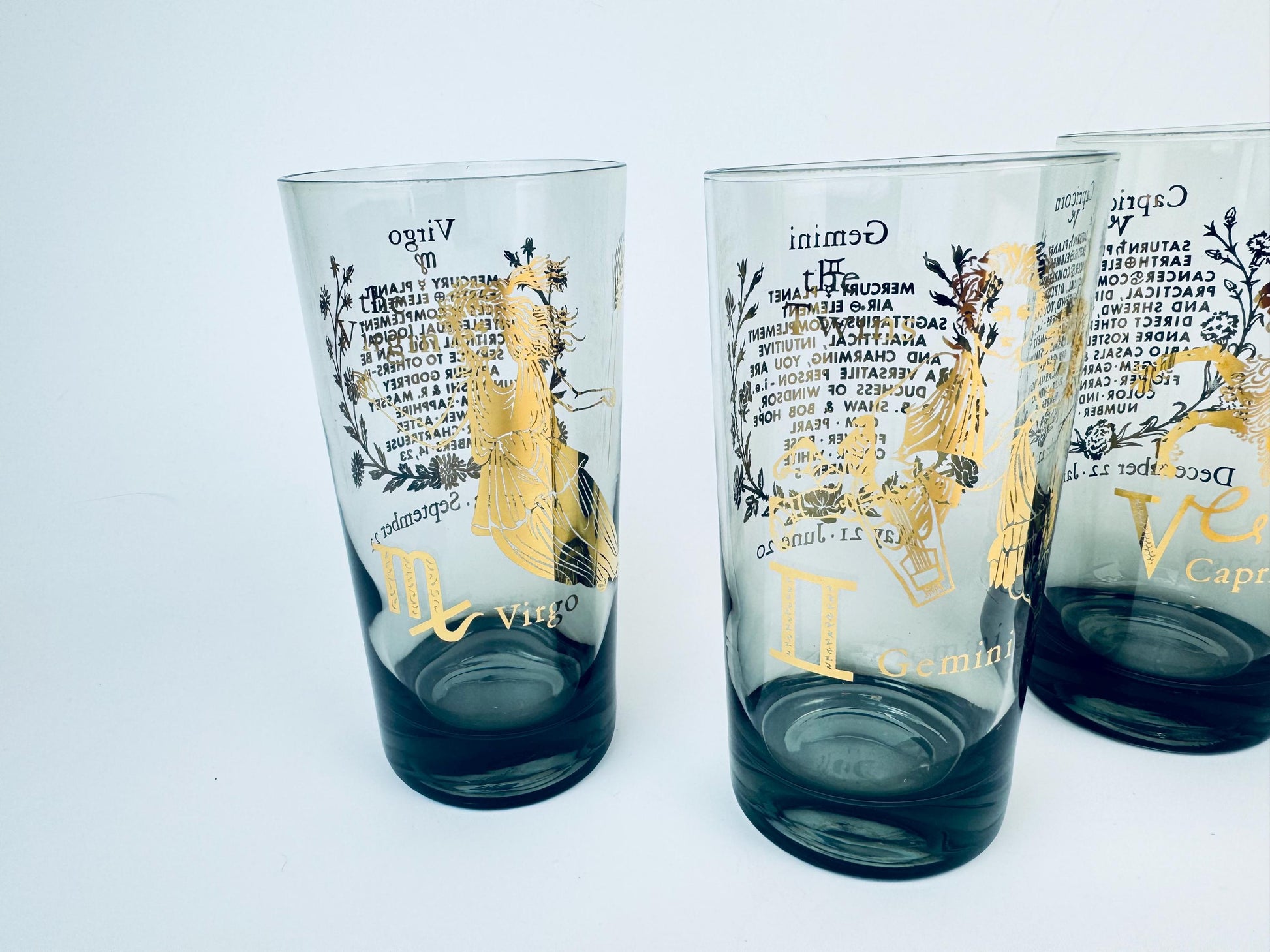 Product image for 'vintage federal glass zodiac tumblers set of 4 astrological highball glasses' (view 817ec9)