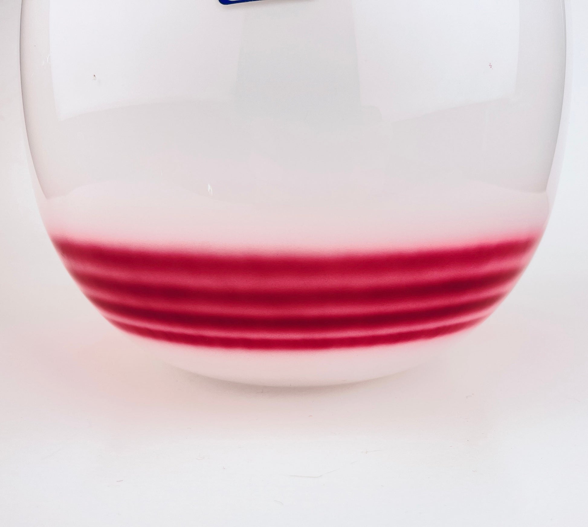 Product image for 'vintage bohemia crystalex white glass round bowl four stripe pink pattern made in czech republic' (view e14ea8)