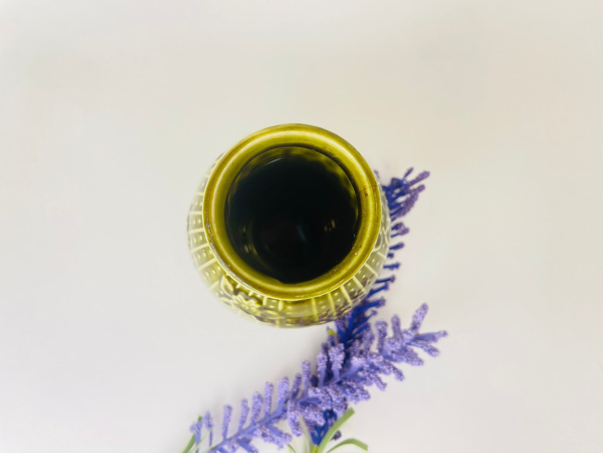 Product image for 'vintage japanese green glazed bud vase floral scalloped relief design' (view f52a77)
