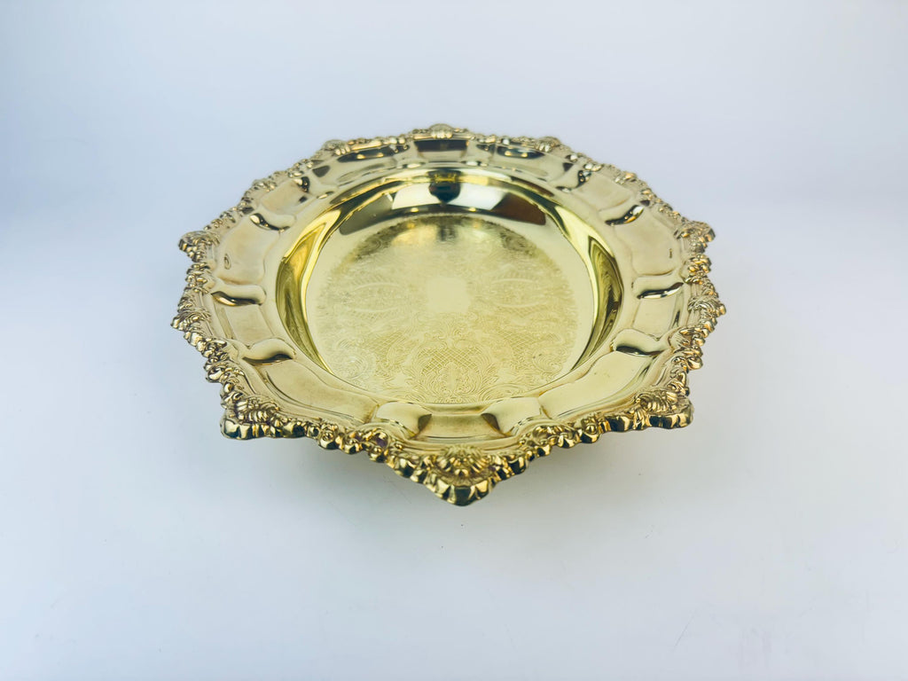 Product image for 'vintage viking plate ornate oval solid brass bowl made in canada' (view e514f0)